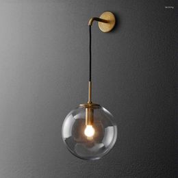 Wall Lamp Simple Golden Glass Decoration For Living Room Background Nordic Smoked/Cognac Ball Lighting Kitchen