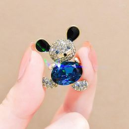 Brooches Female Fashion Blue Crystal Cute Mouse For Women Luxury Yellow Gold Colour Alloy Animal Brooch Safety Pins