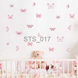 Other Decorative Stickers 17pcs Watercolour Butterfly Wall Stickers for Girls Room Kids Bedroom Wall Decals Living Room Baby Nursery Room Decor Wallpaper x0712