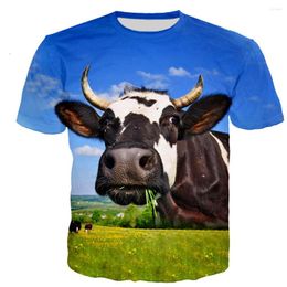 Camisetas masculinas Camisa de vaca Homens/mulheres Camisetas impressas em 3D Casual Estilo Harajuku Camiseta Streetwear Tops