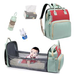 Diaper Bags Large Capacity Diaper Bag Mummy Birthing Backpack Travel Portable Shoulder Multifunction Fold Bed Bags Waterproof Stylish Pack 230712