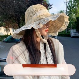 Wide Brim Hats Sun For Women Big Head Size Summer Visors Hat Foldable Large Beach Straw Chapeau Femme Cap