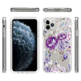 Floral Pattern Printed Clear Phone Case for iPhone 12 mini 11 Pro Max Samsung S20 FE A10S A20S A21S A01