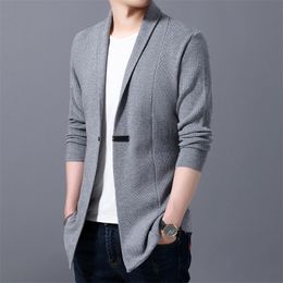 Men s Sweaters Cardigan Mens Spring Autumn Men Casual Jacket Man Solid Color Long Sweater Windbreaker Single Button Coats 230711