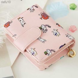 Wallets Women Cartoon Printed Money Bags Womens Sweet Pink Kawaii Mini Bags Coin Purse Card Holder Fashion Girls Foldable New L230704