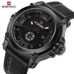 NAVIFORCE Top Luxury Brand Men Sports Military Quartz Watch Man Analogue Date Clock Leather Strap Wristwatch Relogio Masculino