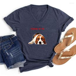 Women's T Shirts Beagle Print Shirt Dog Lovers Ulzzang Streetwear Women Cute Summer V-neck Harajuku Korean Tee Female Clothing