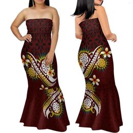 Casual Dresses Summer Women'S Off-The-Shoulder Dress Polynesian Tribal Design Print Trend High Quality Fishtail Party