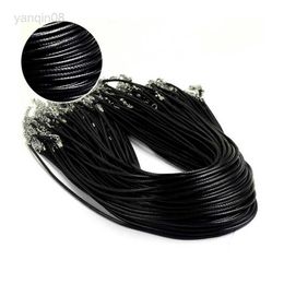 Pendant Necklaces Wholesale pc/lot DIY Black Leather Chain Necklace Women Handmade Wax Cord Rope Necklace For DIY Jewellery Making Accessories HKD230712