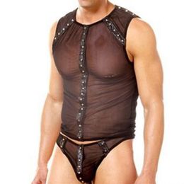 2018 New Sexy Mens Faux Leather Bodysuit Erotic Leather Lingerie Gay Male Costume Fetish Bondage Nightclub Pole Dancing Clothes203Y