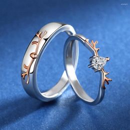 Wedding Rings ZHOUYANG Elk Couple For Women Kpop Accessories Rose Gold Colour Men's Ring Paired Jewellery Unique Love Gift Wholesale KCR133