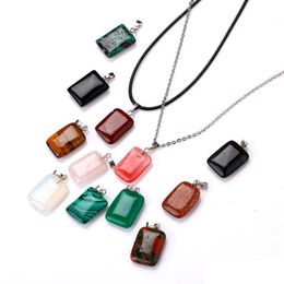 Pendant Necklaces Natural Stone Rec Necklace Opal Tigers Eye Pink Quartz Crystal Chakra Reiki Healing Pendum Drop Delivery Jewelry Pe Dhzfo