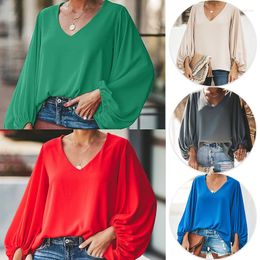 Women's Blouses Spring Summer Vintage Blouse Women Boho Casual Loose Long Lantern Sleeve V-neck Shirt Streetwear S-5XL Clothing