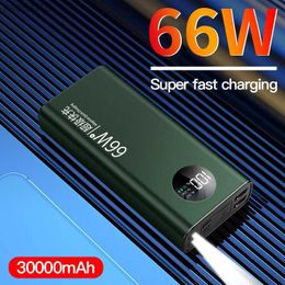 66W Fast Charging Power Bank 30000mAh High Capacity Portable Charger Digital Display External Battery LED for iphone Samsung L230712