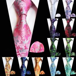 Bow Ties Luxury Mans Big Flower Tie Set Silk Jacquard Necktie Handkerchief Wedding Good Gift For Him