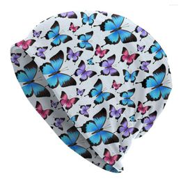 Berets Colourful Butterfly Pattern Hip Hop Skullies Beanies Caps Unisex Bonnet Winter Warm Knit Hat Adult Beanie Hats Outdoor Ski Cap