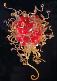 Nordic Luxury Suspended Chandelier Modern Red Lava Murano Glass Ceiling Lights Artistic Stained Color Pendant Lamp