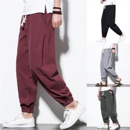 New Japanese Asian Style Pant for Men Adult Kimono Haori Vintage Samurai Chinese Male Leggings Trousers Maxi M-5XL242K