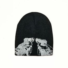 BeanieSkull Caps Hats Cap Knitted Pullover Wool Hat Caps Chic Printed Warm Hat Hip-hop Beanie Street Punk Winter Knitted Cap Y2K Gothic Unisex 230711