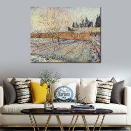 Field on Winter Handmade Vincent Van Gogh Painting Landscape Impressionist Canvas Art for Entryway Decor