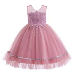 Girl's Dresses Girls Flowers Wedding Dress kids Elegant Sleeveless Lace Tulle Dresses girls Princess Party long Dress baby girls clothing 4-14HKD230712