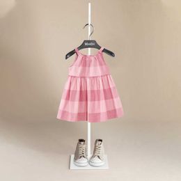 Girl's Dresses Quality Summer Toddler Baby Girl Dress Sleeveless Suspenders Dress Plaid Design Breathable Kids Cotton Dresses ClothingHKD230712