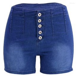 Women's Jeans Blue Skinny Jean Shorts 2023 Summer Women Vintage Button High Waist Stretch Denim Push Up Slim Fit Woman Sexy Short Pants