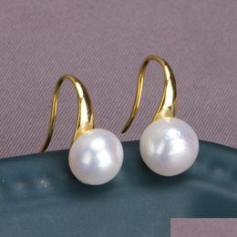 Dangle Chandelier S925 Sterling Sier Pearl Earring Gold Plated Prevent Allergy Earrings For Women Gril Gift Freshwater Natural Pea Dhnru