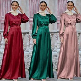 Ethnic Clothing Muslim Fashion Women Long Kaftan Moroccan Islamic Skirt Musulmane Abaya Dubai Robe Femme Casual Turkish Waist Belt326q