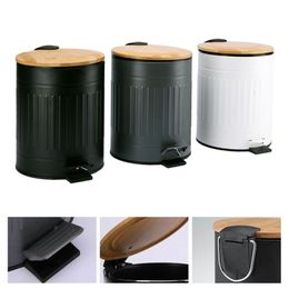 Waste Bins NICEFurnture 3L/5L stainless steel trash can with wooden pedals 230711