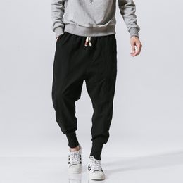 Men s Pants Spring Casual Oversize Harem Men Streetwear Solid Color Harajuku Baggy Cotton Linen Elastic Waist Joggers For Man 230711