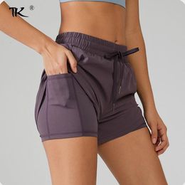 Yoga Outfits Women Fitness Shorts Spandex Neon Elastic Running Workout Yoga Short Leggings with Phone Pocket Ladies Summer Fitness Sportwear 230712