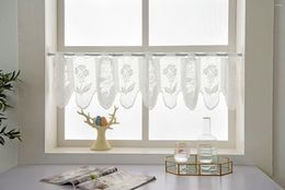 Curtain Half Curtains Rod Pocket Lace Short For Window Cabinet Door Cafe Living Room Pastoral Style Sheer Valance Rose