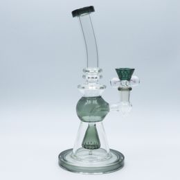 9 inch 14mm smoke Turbine Disc Glass Bong Water Pipe smoking pipe hookah with 14mm Colour bowl with free quartz banger