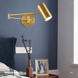 Wall Lamp ZC-ECC Modern Adjustable LED Simple Metal Double-section Rocker Sconce Light Bedroom Bedside Study Corridor