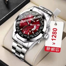 Wristwatches WOKAI high quality casual mens steel band quartz calendar watch multifunction luminous waterproof business sports clock 230712