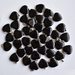 Charms Natural Stone 20Mm Heart Love Black Obsidian Pendants Chakras Gem Fit Earrings Necklace Making Assorted Drop Delivery Jewellery Dhcw7