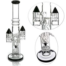 Rocket Diffuser Perc Hookahs Thick Glass Bongs Water Pipe with Colourful Oil Rig 18mm Joint Smoking Accessories