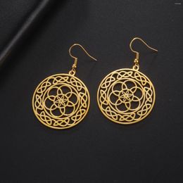 Dangle Earrings Flower Of Life Sacred Geometry Stainless Steel Mandala Drop For Women Supernatural Protection Amulet Jewellery