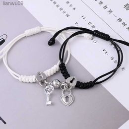 1 Pair Charm Magnet Couple Bracelet for Women Magnetic Attraction Ball Heart Key Lock Link Wrist Chain Best Friend Jewelry Gift L230704