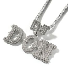Pendant Necklaces A-Z Custom Name Letters T Zircon Tail Buckle Men Women Gift Jewellery Drop Delivery Pendants Dhhmh