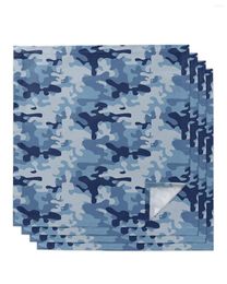 Table Napkin Military Blue Camouflage Napkins Cloth Set Handkerchief Dinner For Wedding Banquet Party Decoration