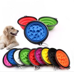 2023 Travel Collapsible Dog Cat Feeding Bowl Two Styles Pet Water Dish Feeder Silicone Foldable Bowl With Hook 9 colors To Choose JL1255