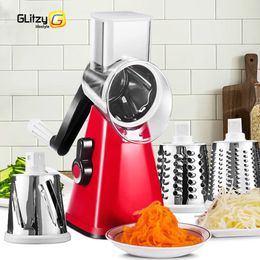 Fruit Vegetable Tools Manual Rotary Cheese Grater 3 In 1 Professional Drum Cutter Slicer Chopper Spiralizer Mandolina for Kitchen Accessorie 230712