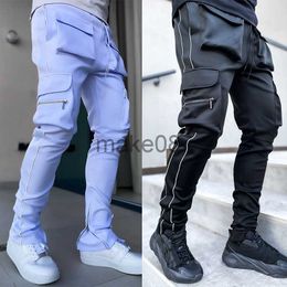 Men's Pants Mens Cargo Pants Gyms Fitness Sportswear Reflective Trouser Men Casual Jogger Pant Hip Hop Streetwear Joggers Sweatpants J230712