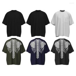 Men's T Shirts Kapital 2023ss Spring And Summer Men Women Loose Skeleton Worn Colour Patchwork Short-Sleeved Five-Sleeve T-Shirt