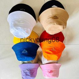 Wide Brim Hats Bucket Hats 23ss P Family Inverted Triangle Luxury Wide Brim Hats Summer Beach Designer Letter Bucket Hats Men and Women PU Leather Fashion Hat Print Cas