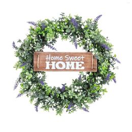 Decorative Flowers 40cm Eucalyptus Wreath With Board Hanging Decor Lavender Garland For Welcome Celebration Summer