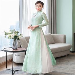 Chinese style Vietnam dress Cheongsam Tradition Chinese dress Spring Ao dai3534