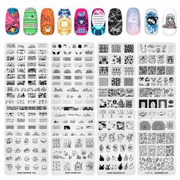 Stickers Decals 50pcs Nail Art Stamp Plates Set Stamping Template Kit Flowers Leaves Lace Image Plate Manicuring DIY Printing Tools 230712